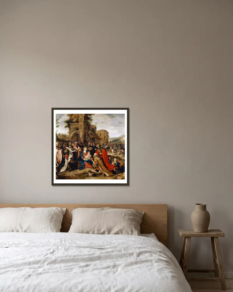 The Adoration Of The Magi av Frans Francken the Younger inramad på en vägg