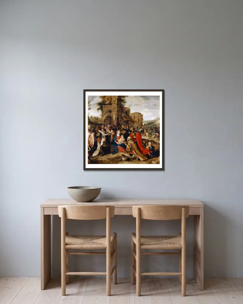 The Adoration Of The Magi av Frans Francken the Younger inramad på en vägg