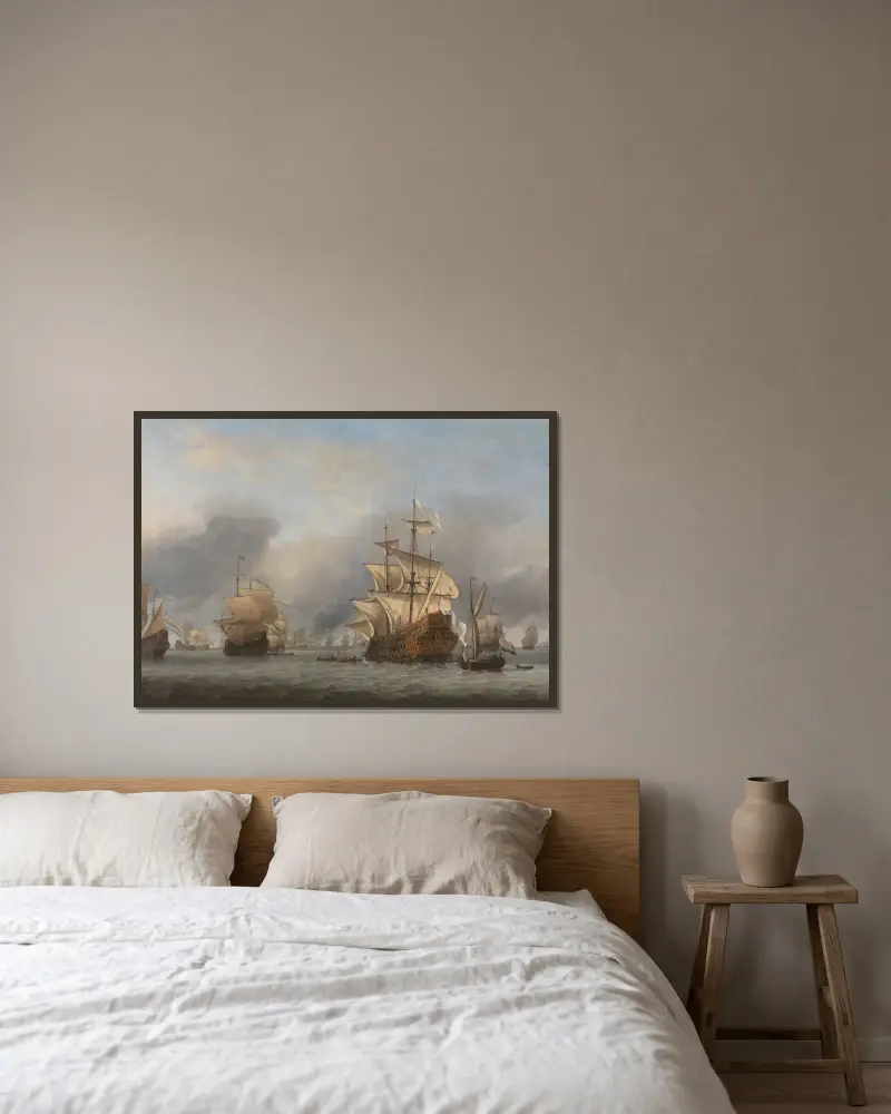 The Capture of the Royal Prince av Willem van de Velde the Younger inramad på en vägg