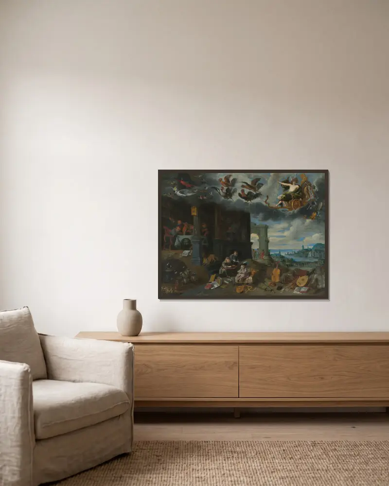 The Children of the Planet Mercury av Jan Brueghel the Younger inramad på en vägg