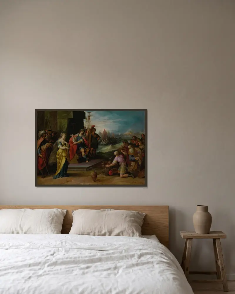 Scipios återhållsamhet av Frans Francken the Younger inramad på en vägg