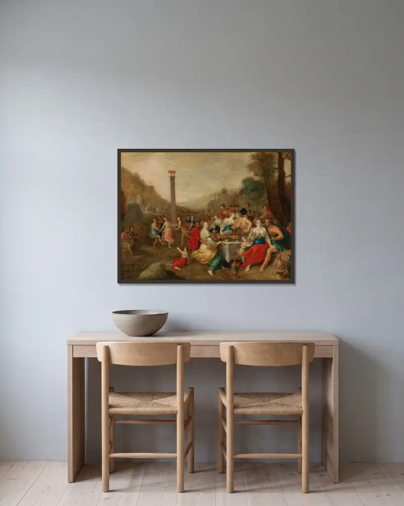 Dansandet kring guldkalven av Frans Francken the Younger inramad på en vägg