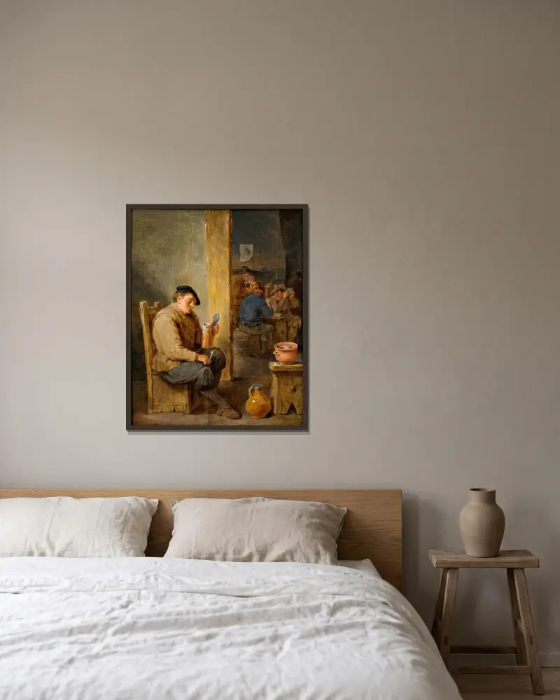 Der leere Krug von David Teniers The Younger gerahmt an einer Wand