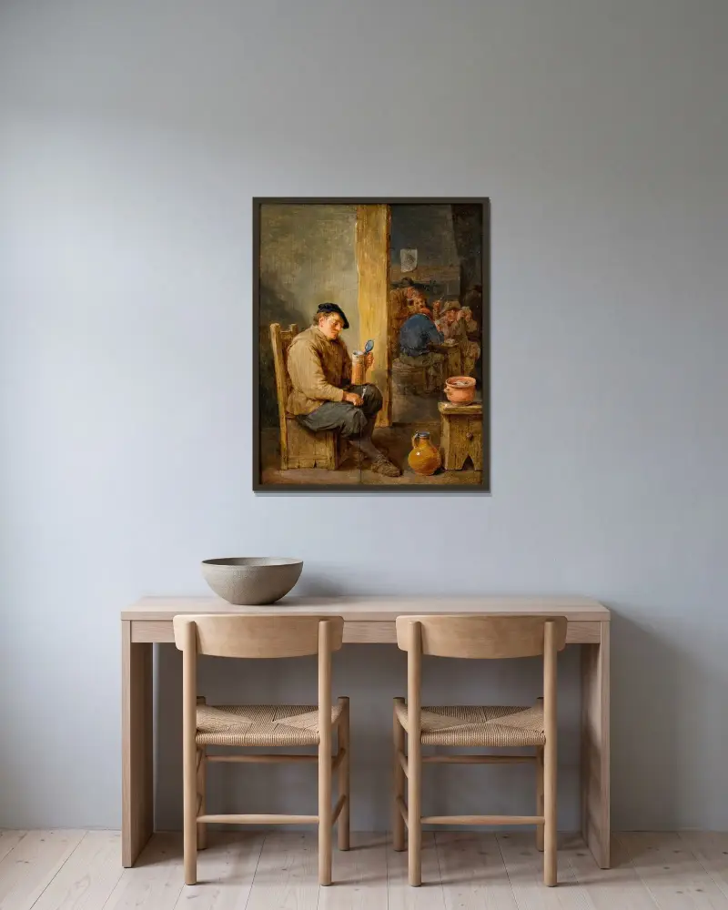 Der leere Krug von David Teniers The Younger gerahmt an einer Wand