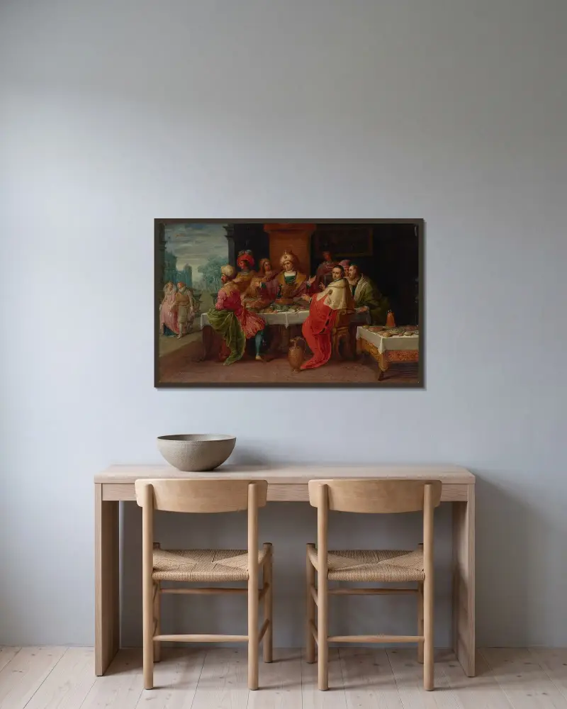 Midas gästabud av Frans Francken the Younger inramad på en vägg