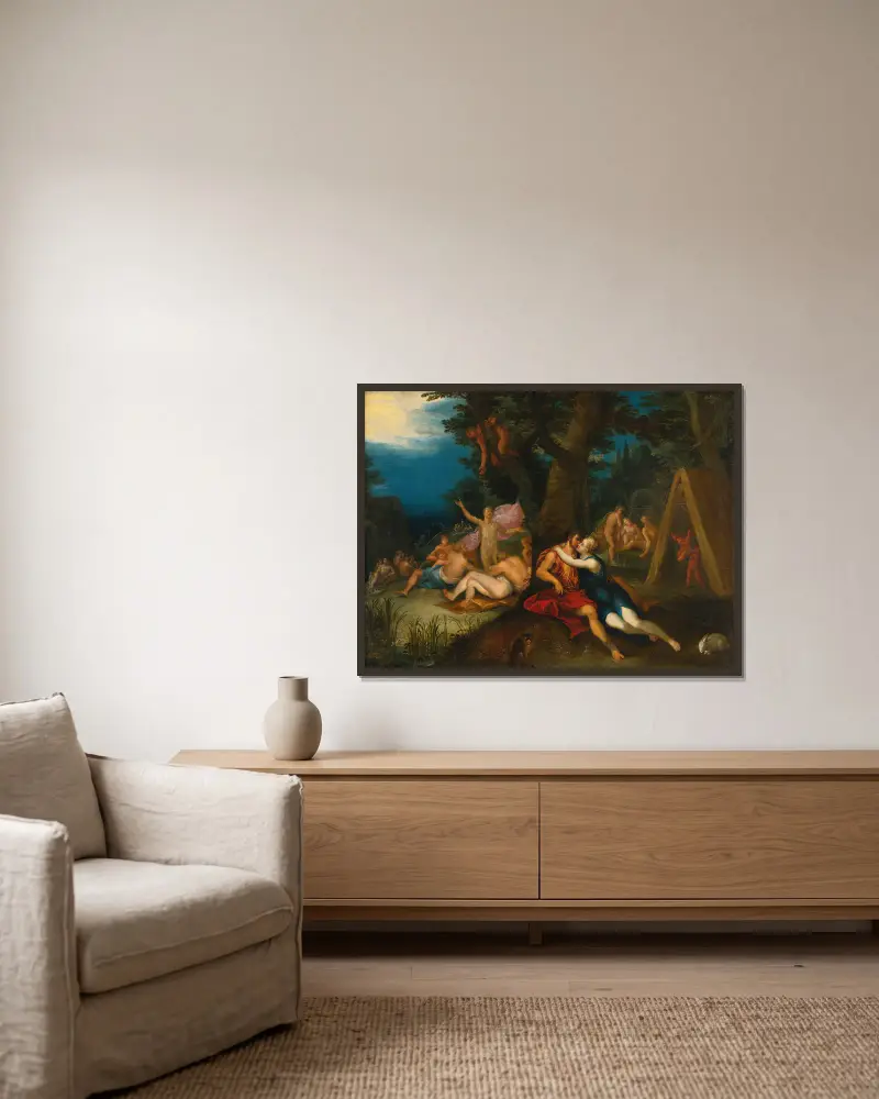 Das goldene Zeitalter – Nr. 2 von Frans Francken the Younger gerahmt an einer Wand