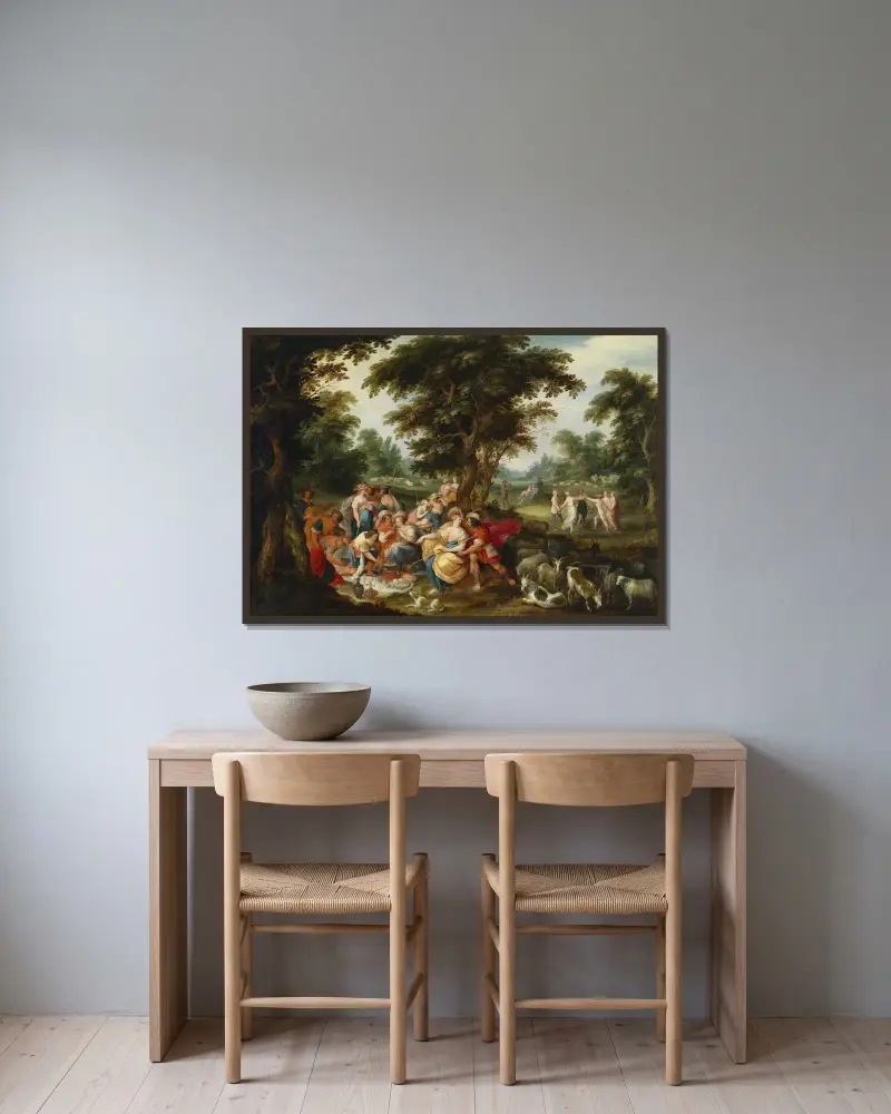 Das Goldene Zeitalter, Nr. 1 von Frans Francken the Younger gerahmt an einer Wand