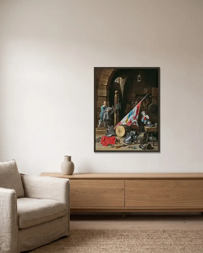 Vakthuset av David Teniers The Younger inramad på en vägg