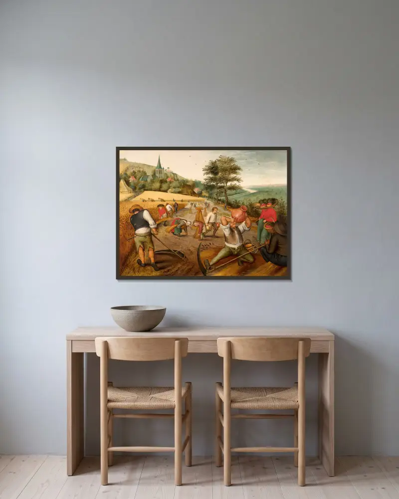 The Harvest, Allegory of Summer av Pieter Brueghel The Younger inramad på en vägg
