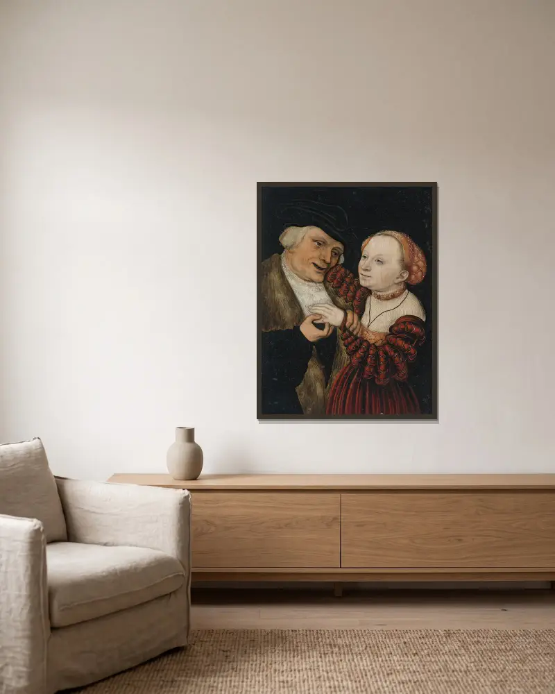 Špatně spárovaní milenci, Lucas Cranach the Younger v rámu na stěně