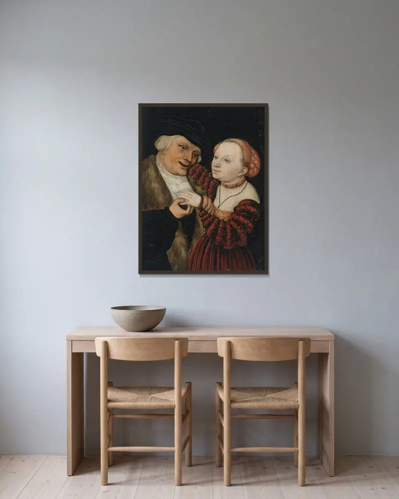 Špatně spárovaní milenci, Lucas Cranach the Younger v rámu na stěně