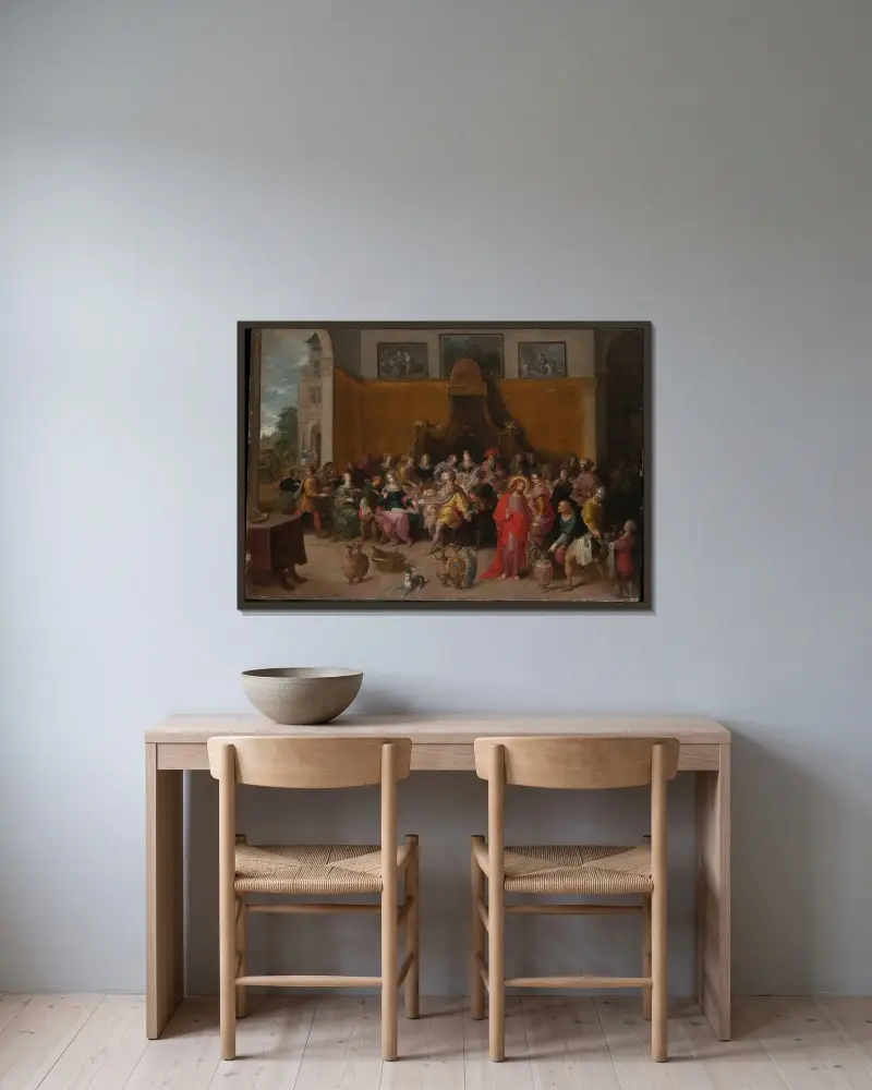 Bröllopet i Kana av Frans Francken the Younger inramad på en vägg
