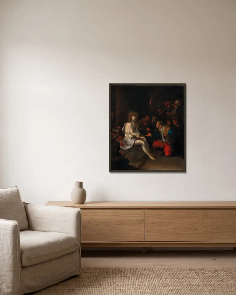 Kristus hånas av Frans Francken the Younger inramad på en vägg