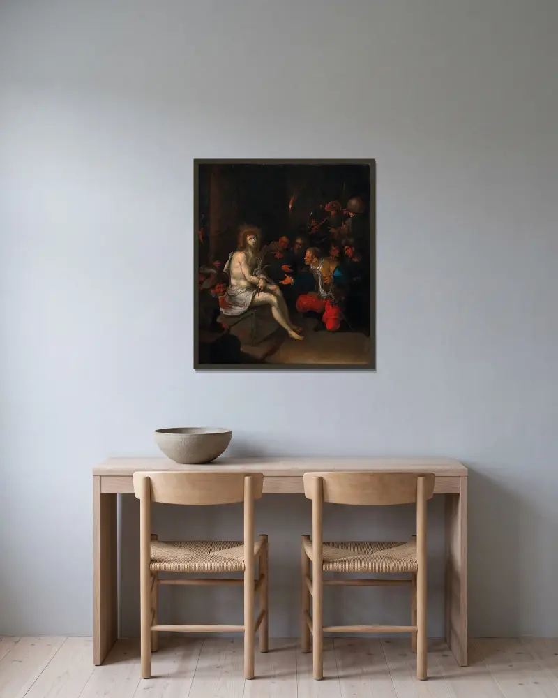 Kristus hånas av Frans Francken the Younger inramad på en vägg