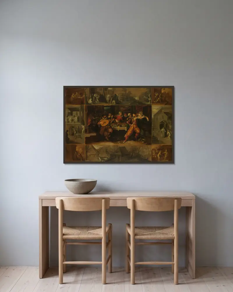 The Parable of the Prodigal Son av Frans Francken the Younger inramad på en vägg