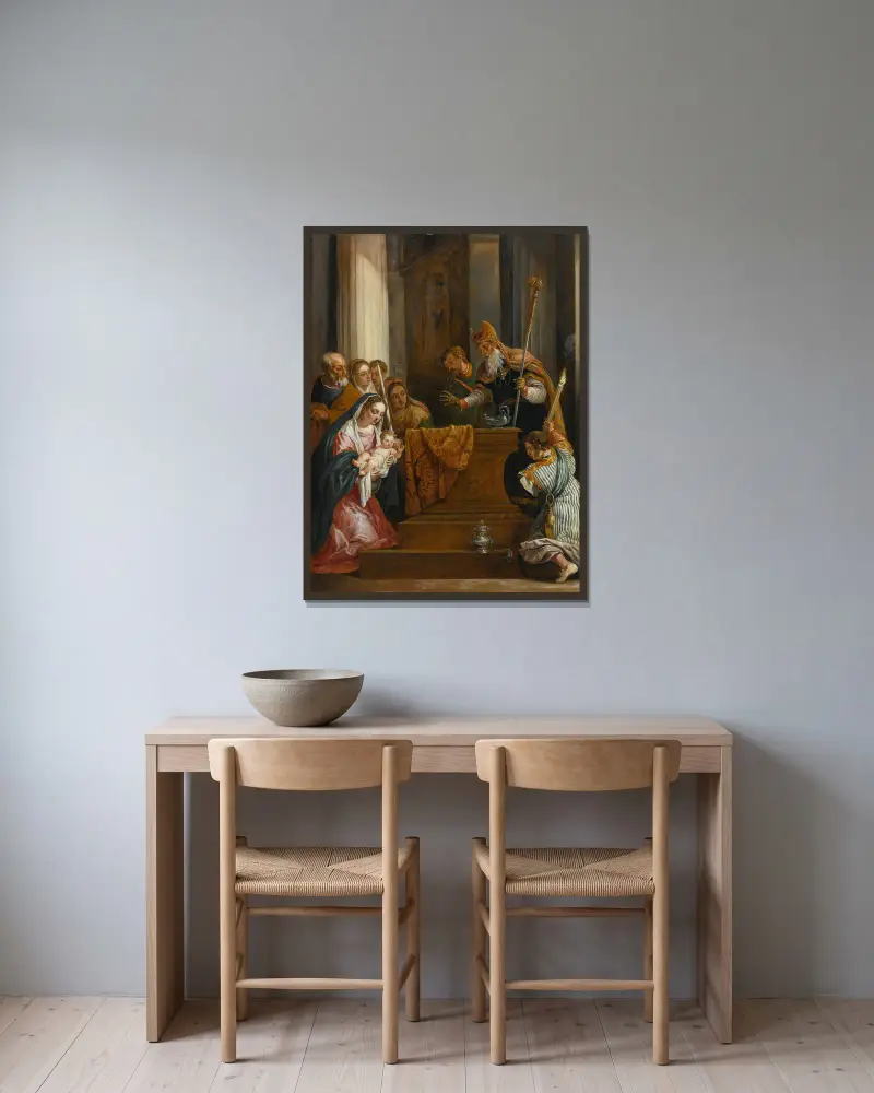 Uvedení Páně do chrámu, David Teniers The Younger v rámu na stěně