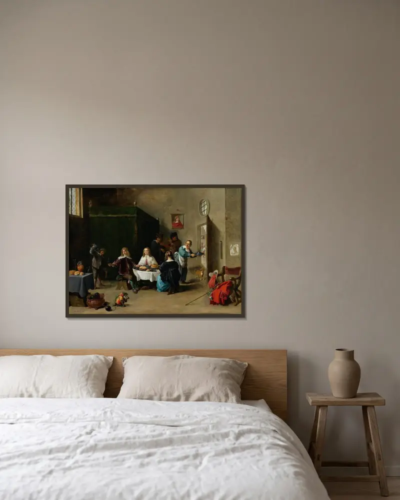 Den förlorade sonen av David Teniers The Younger inramad på en vägg