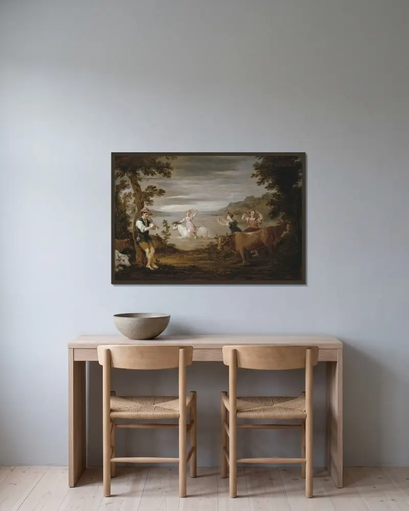 Europas bortrövande av David Teniers The Younger inramad på en vägg