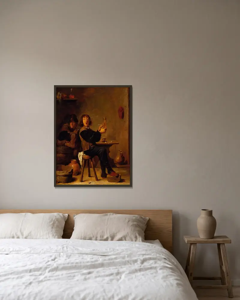 Rökaren av David Teniers The Younger inramad på en vägg