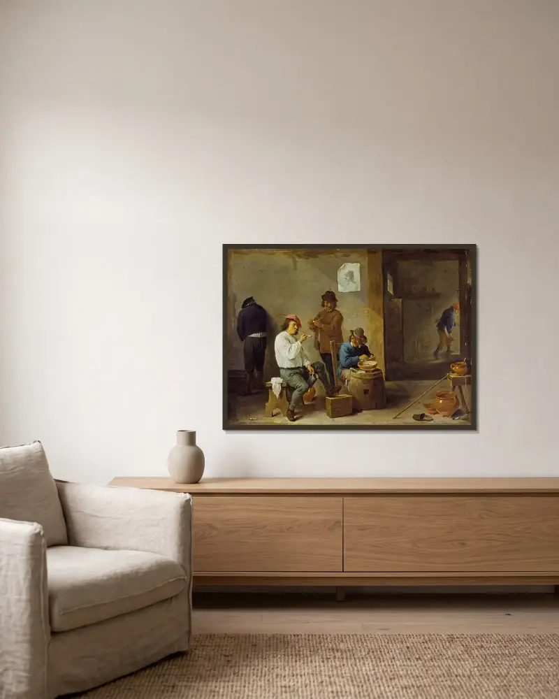 Rökarna av David Teniers The Younger inramad på en vägg