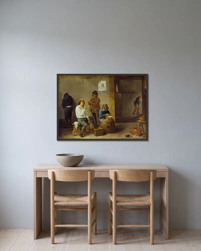 Rökarna av David Teniers The Younger inramad på en vägg