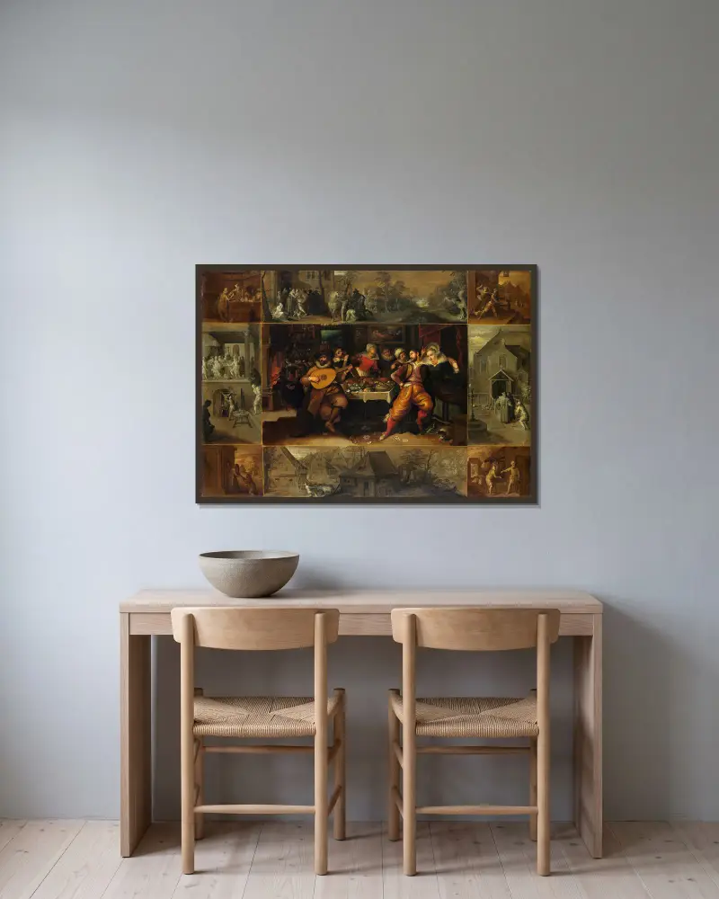 The Story of the Prodigal Son av Frans Francken the Younger inramad på en vägg