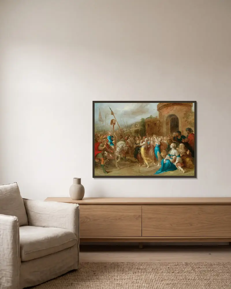 Davids triumf av Frans Francken the Younger inramad på en vägg