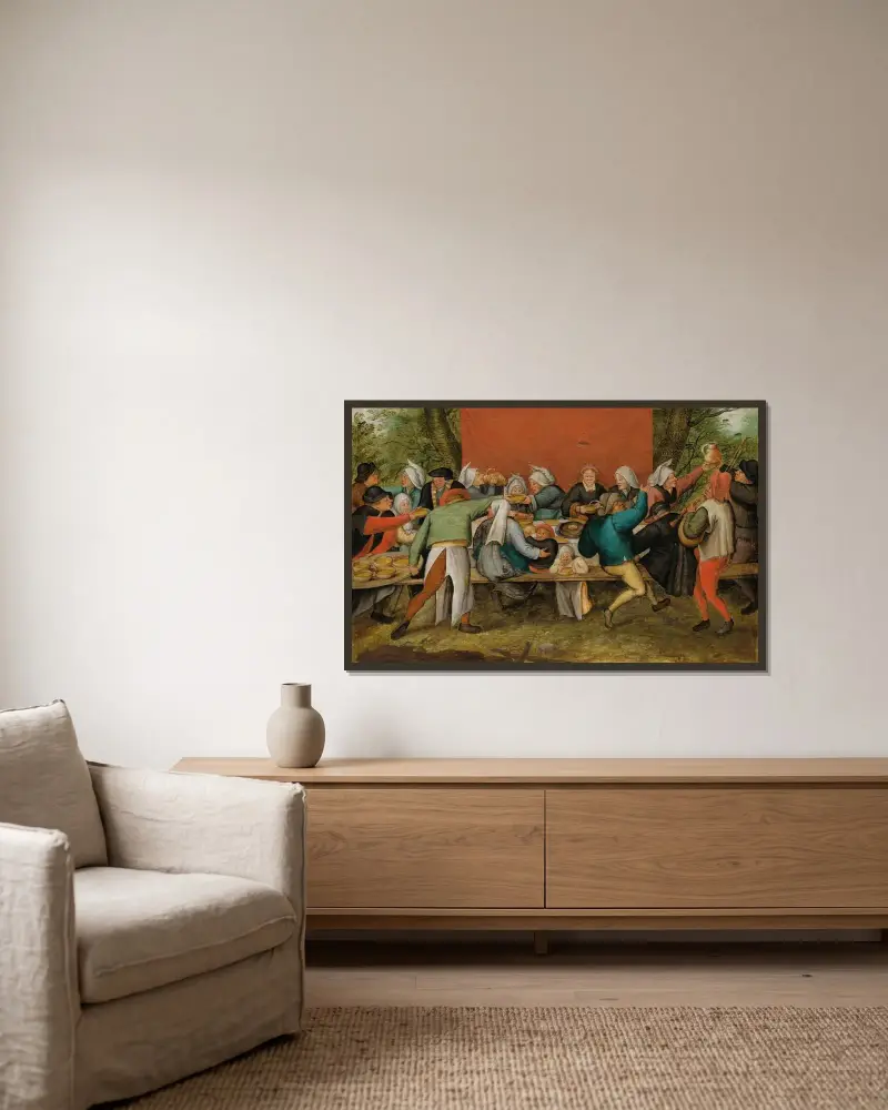 Das Hochzeitsfest von Pieter Brueghel The Younger gerahmt an einer Wand