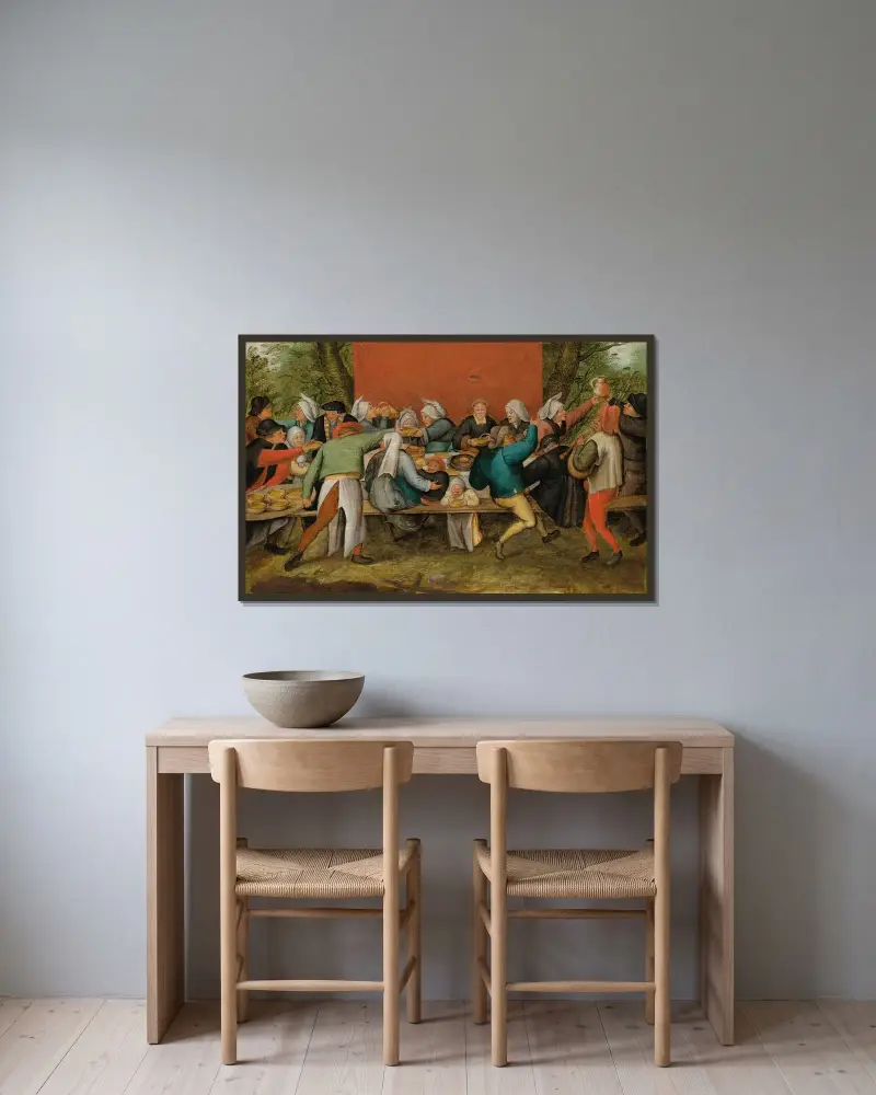 Das Hochzeitsfest von Pieter Brueghel The Younger gerahmt an einer Wand