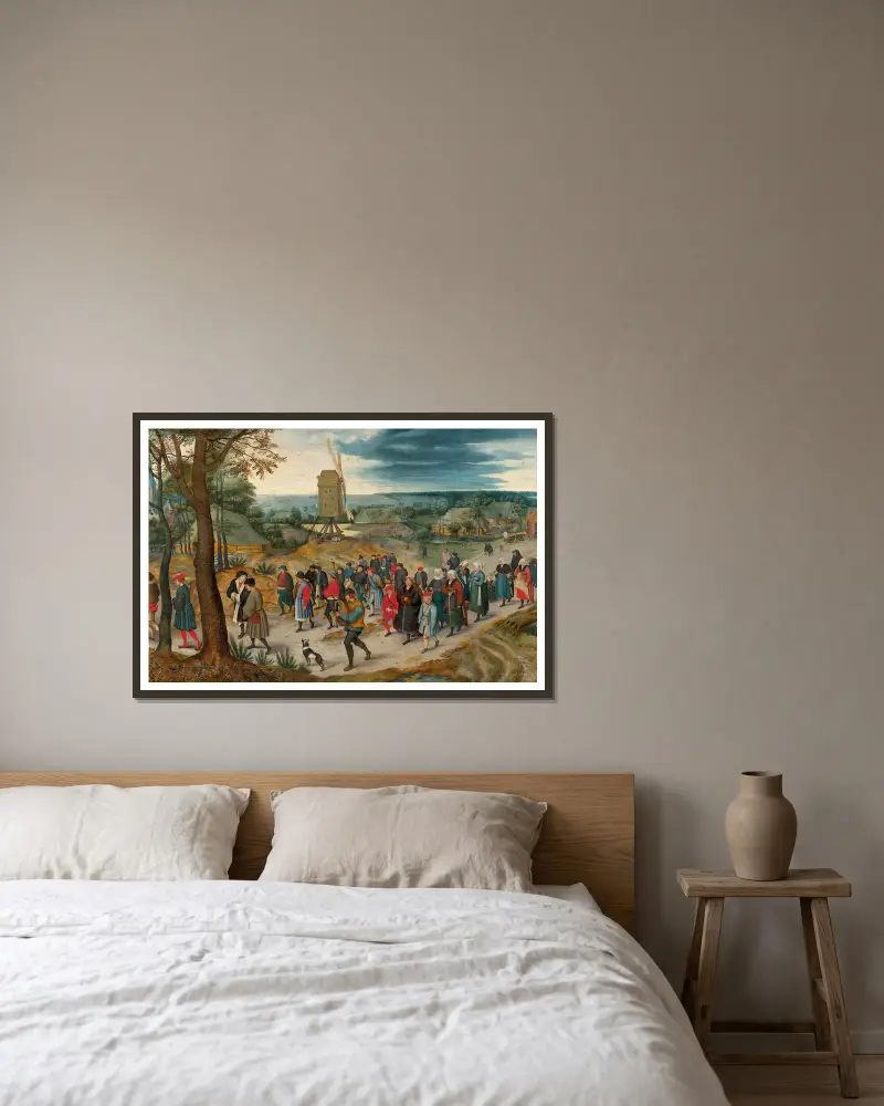 Orszak weselny, Pieter Brueghel The Younger w ramie na ścianie