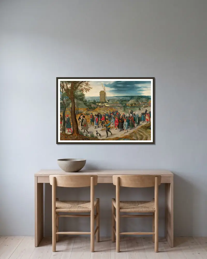 Orszak weselny, Pieter Brueghel The Younger w ramie na ścianie