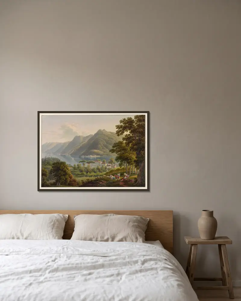 Villa Olmo av Gabriel Lory the Younger inramad på en vägg