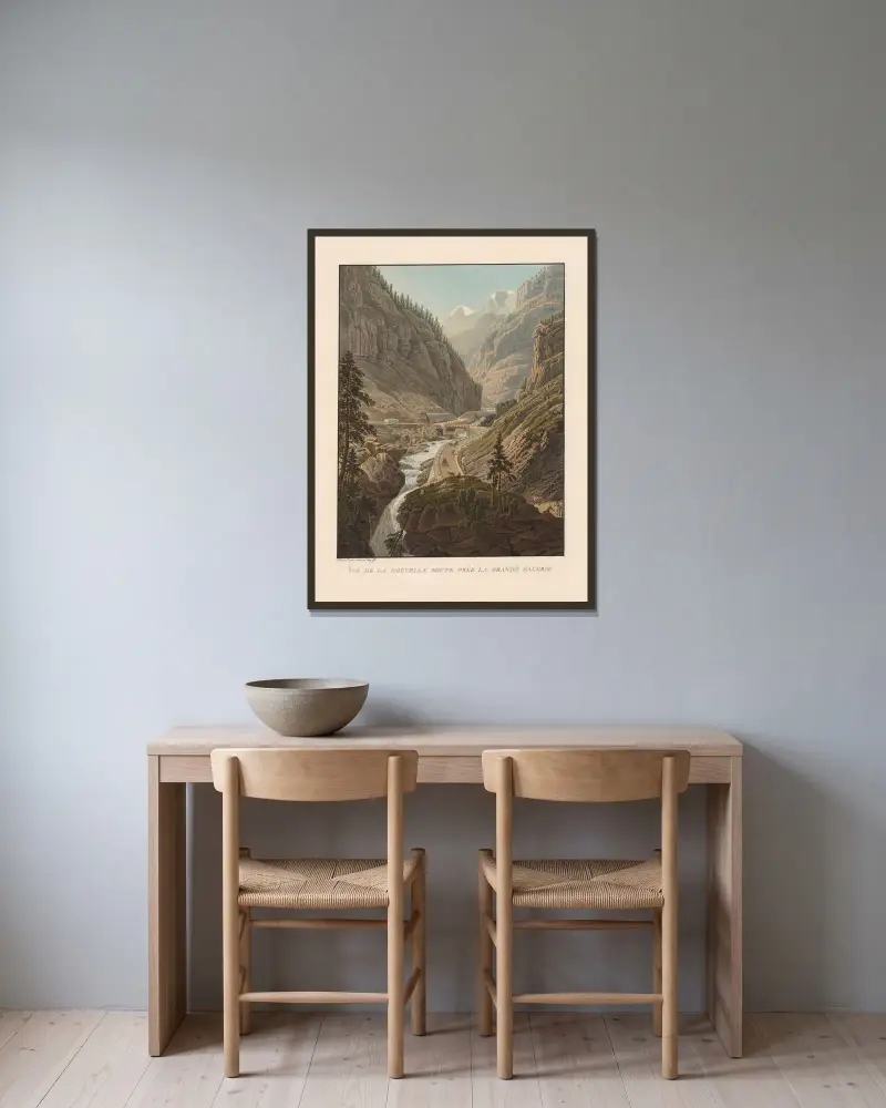 Vy över den nya vägen nära Grande Galerie av Gabriel Lory the Younger inramad på en vägg