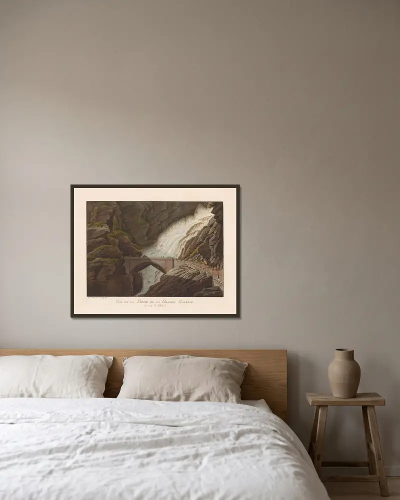 Vue de la sortie de la Grande Galerie du côté de l’Italie av Gabriel Lory the Younger inramad på en vägg
