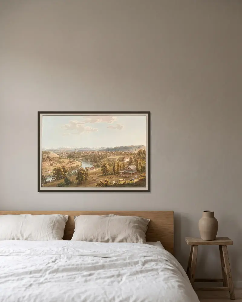Vue de la ville de Berne av Gabriel Lory the Younger inramad på en vägg