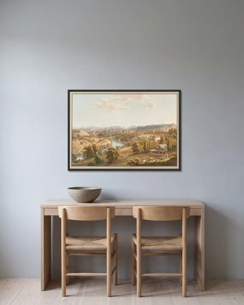 Vue de la ville de Berne av Gabriel Lory the Younger inramad på en vägg