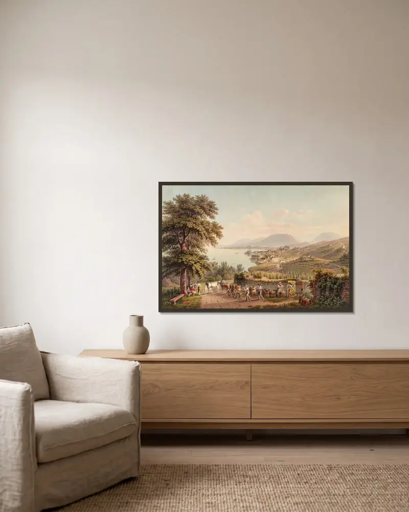 Ansicht der Stadt Neuchâtel, in der Schweiz von Gabriel Lory the Younger gerahmt an einer Wand