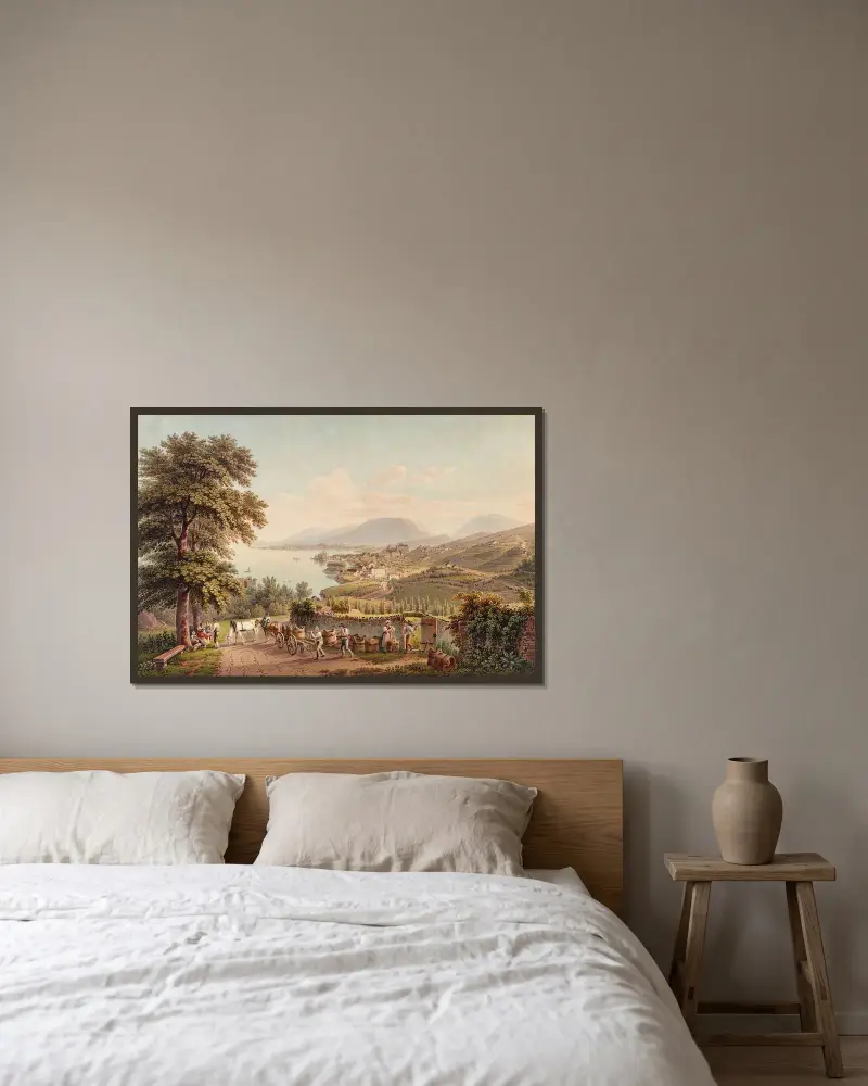 Ansicht der Stadt Neuchâtel, in der Schweiz von Gabriel Lory the Younger gerahmt an einer Wand