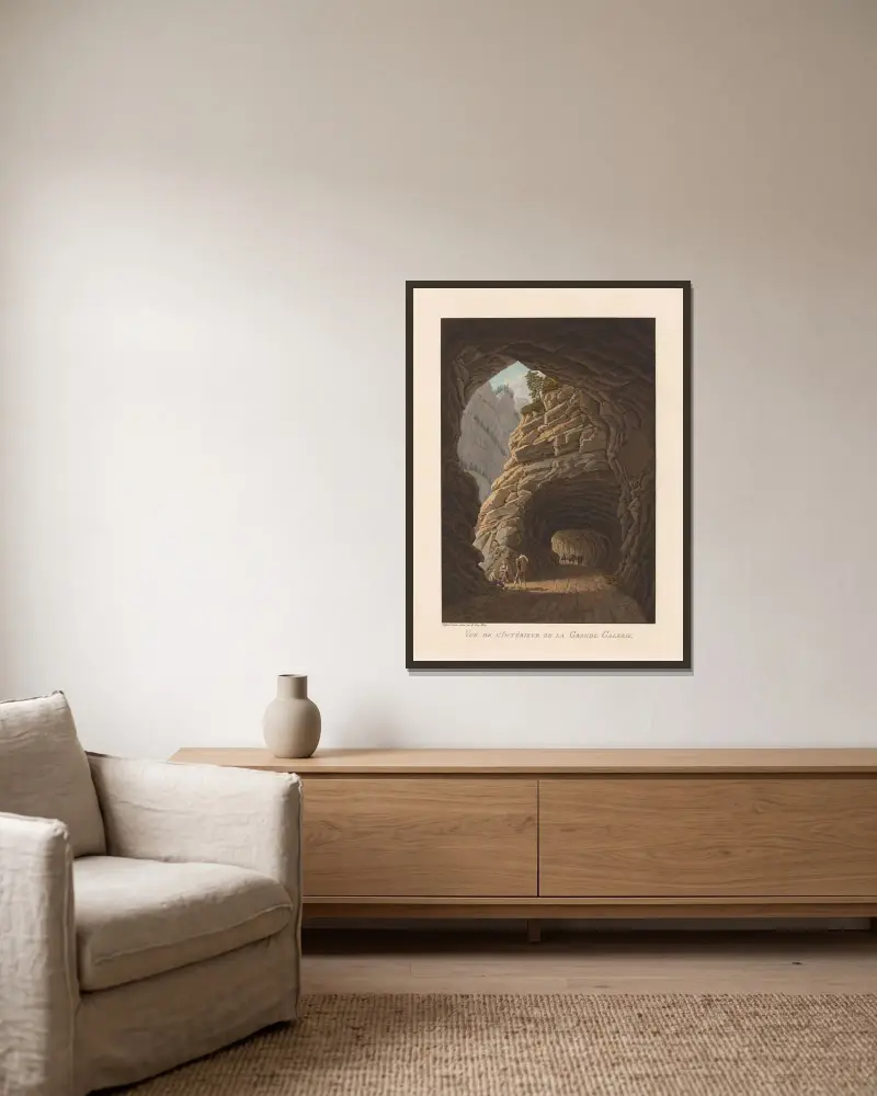 Vy över interiören av Grande Galerie av Gabriel Lory the Younger inramad på en vägg