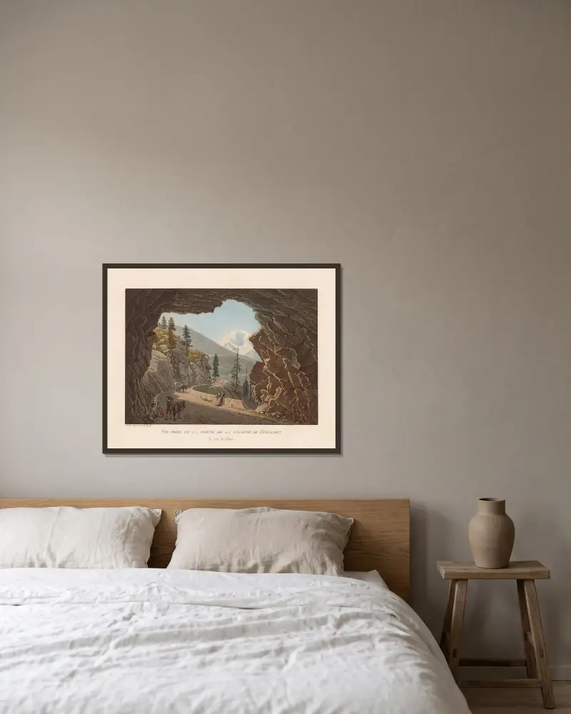 Widok z wyjścia z Galerii Schalbet, od strony Włoch, Gabriel Lory the Younger w ramie na ścianie
