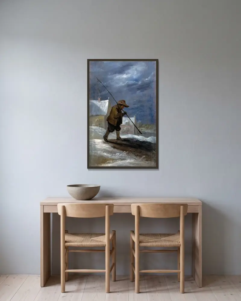 Vinter av David Teniers The Younger inramad på en vägg