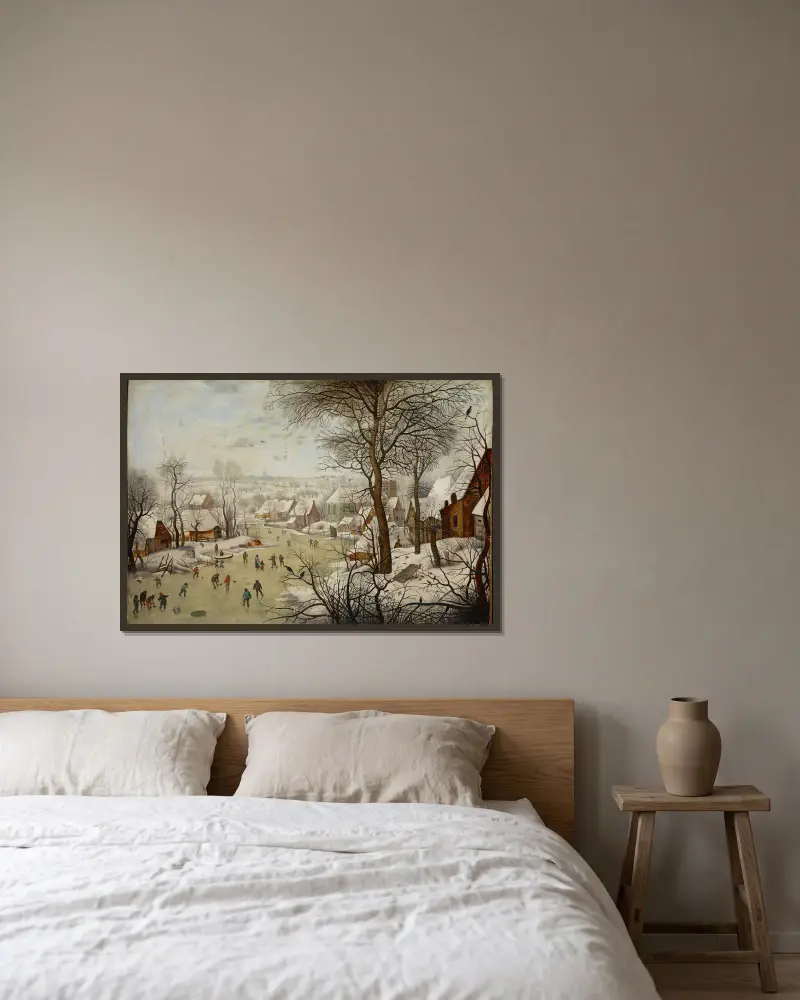 Winterlandschaft mit Vogelfalle von Pieter Brueghel The Younger gerahmt an einer Wand