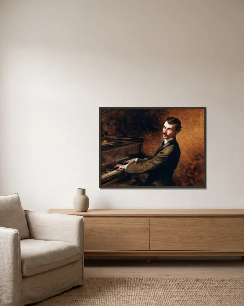 Maestro Arturo Toscanini (1867–1957) at the piano av Théobald Chartran inramad på en vägg