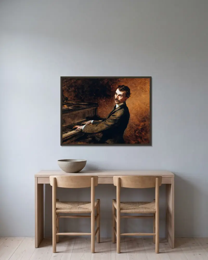 Maestro Arturo Toscanini (1867–1957) at the piano av Théobald Chartran inramad på en vägg