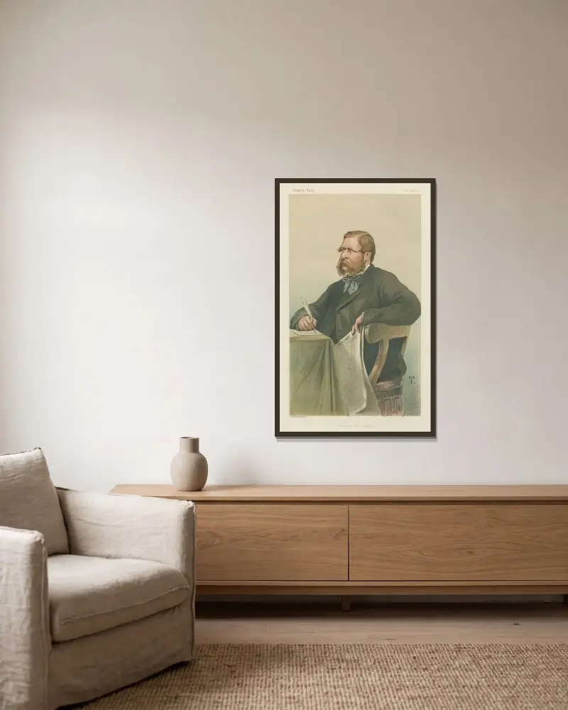 Politiker – Vanity Fair. 'Frankrike vid kongressen'. Mr. William Henry Waddington. 28 september 1878 av Théobald Chartran inramad på en vägg