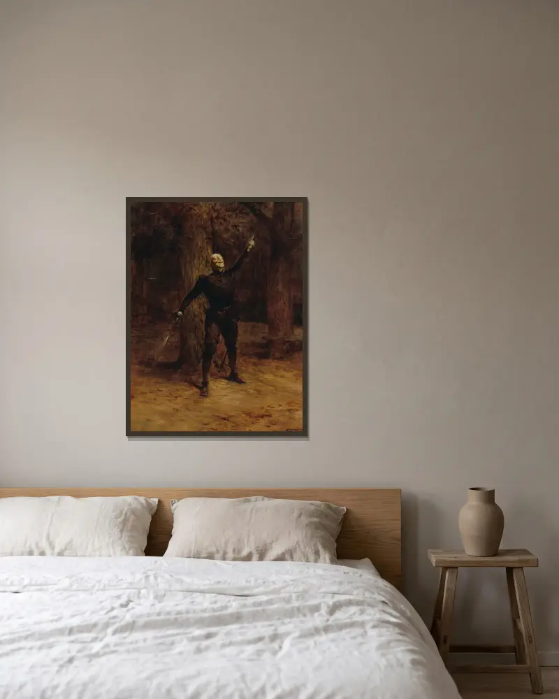 Portrait de Constant Coquelin dans le rôle de Cyrano de Bergerac av Théobald Chartran inramad på en vägg