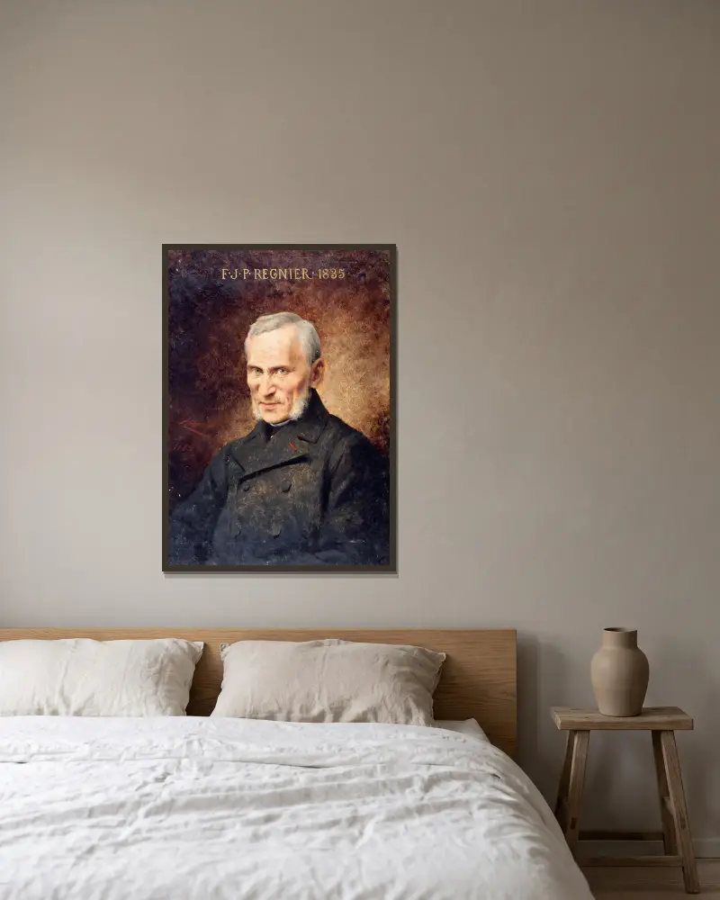 Portrait de François-Joseph-Philoclès Régnier av Théobald Chartran inramad på en vägg