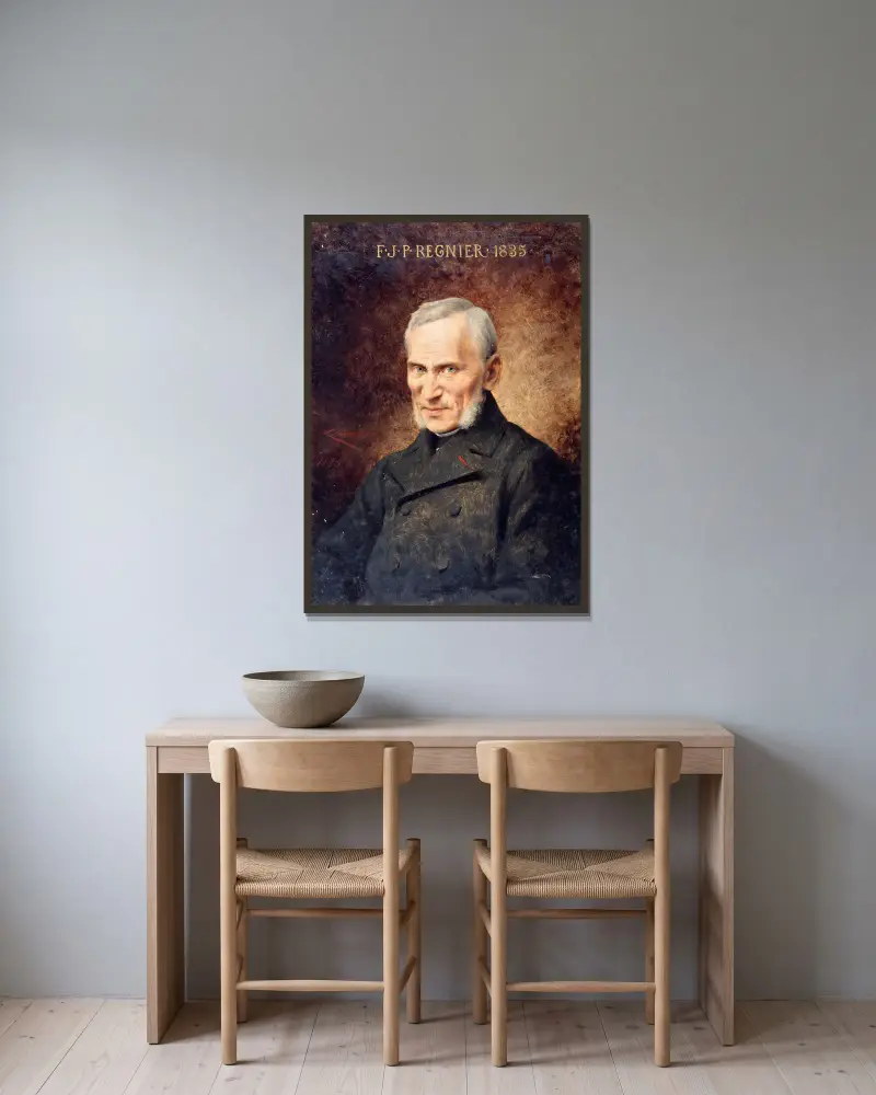 Portrait de François-Joseph-Philoclès Régnier av Théobald Chartran inramad på en vägg