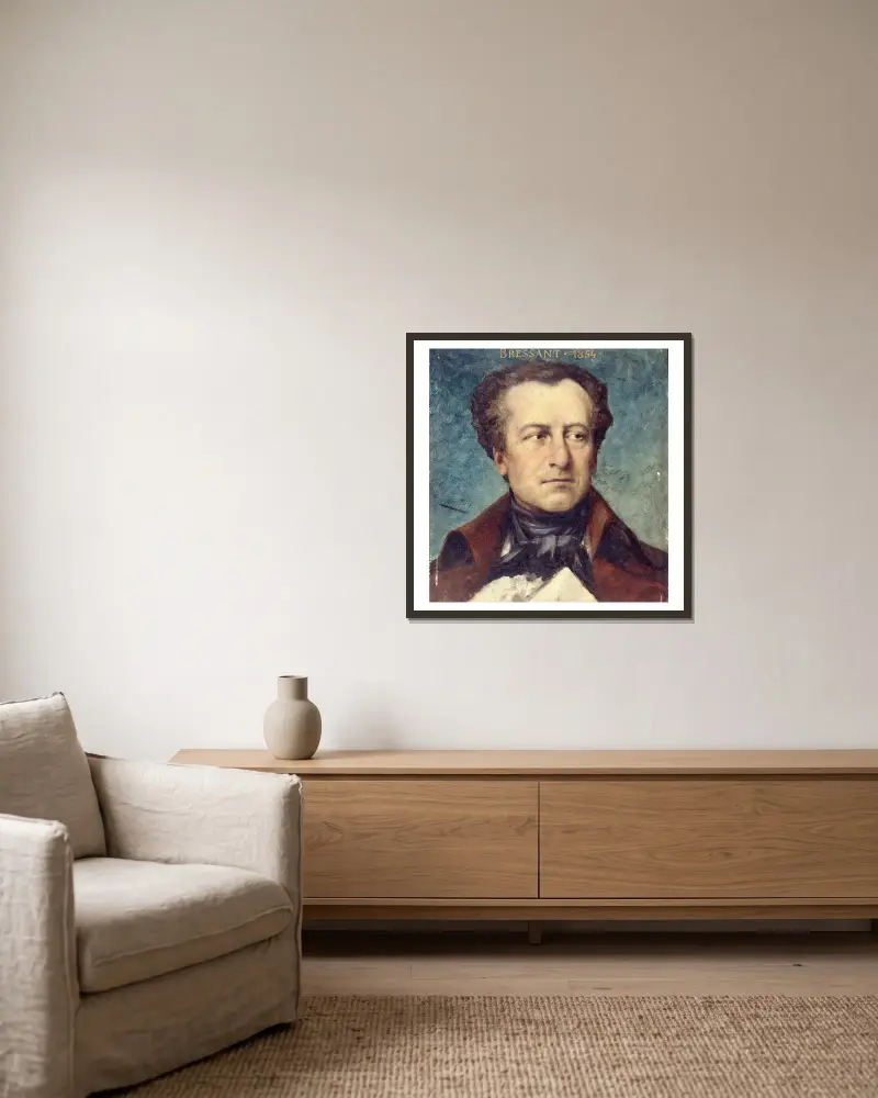 Portrait de Jean-Baptiste Bressant (1815-1886), sociétaire de la Comédie-Française av Théobald Chartran inramad på en vägg