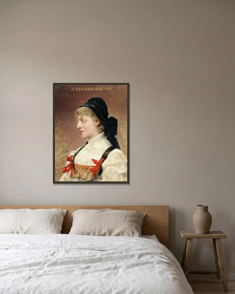 Portrait de Suzanne Reichenberg (1853-1924), sociétaire de la Comédie-Française av Théobald Chartran inramad på en vägg